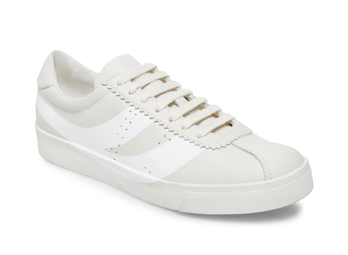 Superga Sneakers Womens - 2843 Clubs Tumbled Leather U Logo - White - ANFUT7269